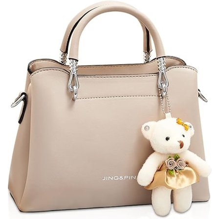 Dam Crossbody Mode Topphandtag Väskor Kvinnor Axelväskor PU Läder Satchel Väska Flickor Messenger Väskor Plånböcker Handväska med Björnhänge Khaki