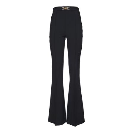 Elisabetta Franchi, Wide Trousers Zwart, Dames, Maat:L