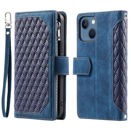Grid Texture Zipper Case för iPhone 15