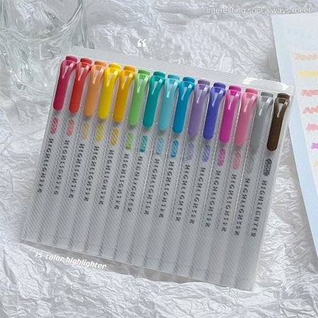 5 färger/kartong Highlighter Pen Set Fluorescent Pen G(15PCS)