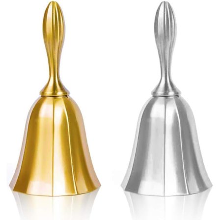 Håndklokke, 2 stk. kalde klokke bryllupsklokke guld og tin middagsklokke