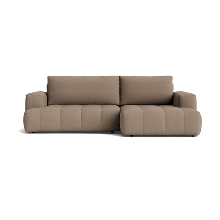 Dune Chaiselongue-Schlafsofa, rechts in Loop Dunkelbeige, modernes Design, gesteppte Optik, 89cm, komfortable Schlaffunktion für Ihr Zuhause.