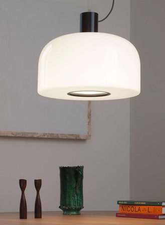 Bellhop S2 taklampe Ø45 - opal/choko