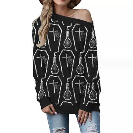 Dam Slouchy Shirts Halloween Pumpa Långärmade Sweatshirts Pullover COLOR 6 S