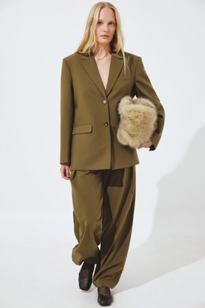 NA-KD Mid Waist Wide Leg Suit Pants - Vide bukser - Grøn - EU 34