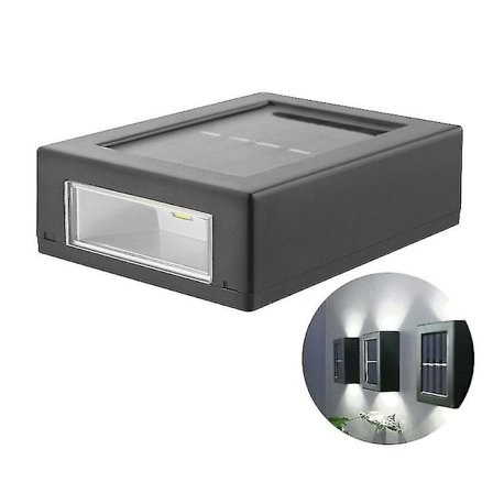 2 stk. Solcelledrevet natlys Havemurlampe Vandtæt Udendørs Gård Dekoration Hegn Gadelampe (Hvidt lys)