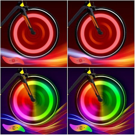 Sykkel Eikelys 4-Pakning Dekk Blinkende Lys LED Neon Hjul Blinkende Sykkellykt Vanntett 3 Blinkende Moduser Sykkeltilbehør