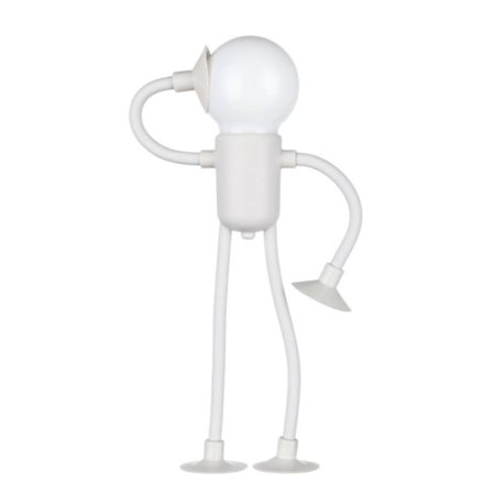 (Ris Hvid) Sød Tegneseriefigur Mand Form Natlampe Batteridrevet Bærbar Læsebordslampe til Stue Soveværelse