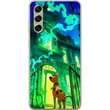 Kompatibelt Mobilskal till Samsung Samsung Galaxy S21 FE 5G Scooby Doo affisch hemsökt hus tecknad serie mysterium hund retro spöke grön kuslig Hal