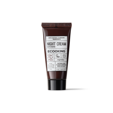 Ecooking Natcreme 15 ml - Græskar & Rødalgeekstrakter, Argireline Peptid, Fugtbooster til Alle Hudtyper