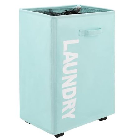 Stor vasketøjskurv og snavsetøjskurv med hjul og håndtag, sammenklappelig og praktisk til hjemmet og vaskerummet_TF_TF