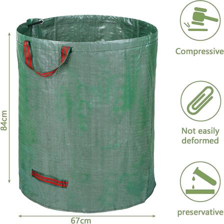 Hopfällbar återanvändbar 80 gallon trädgårdsväska, vattentät polypropen PP vävt material, stor storlek med handtag
