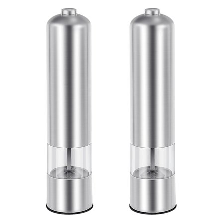 Pressstil rund pepparkvarn elektrisk kvarn i rostfritt stål, saltkvarn (salt) eller pepparkvarn-