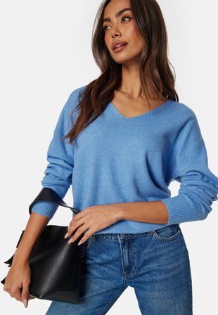 ONLY Onlrica Life L/S V-Neck Pullover Knit Provence Detail:Mela Klær