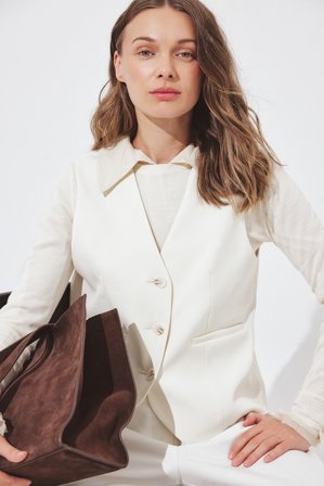 NA-KD Tailored Straight Vest - Blazer vest - Råhvid - EU 32