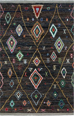 Berber Colourful Tæppe Moderne Sort/Mørkegrå (Uld, Afghanistan)