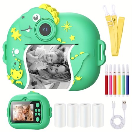 Digitalkamera Barn Print Kamera 2.4 Tum HD Skärm Dubbel Kamera Grön