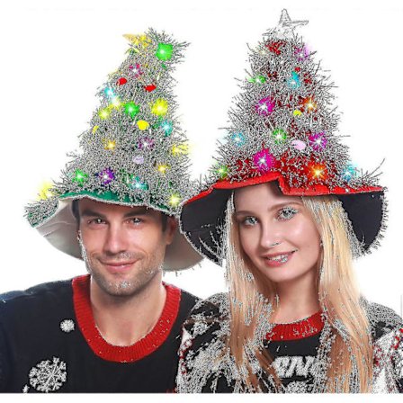 Julehatt Juletre Julehatt Med Ledning Led Syvfargede Lys Hatt For Voksne Og Barn (FMY)