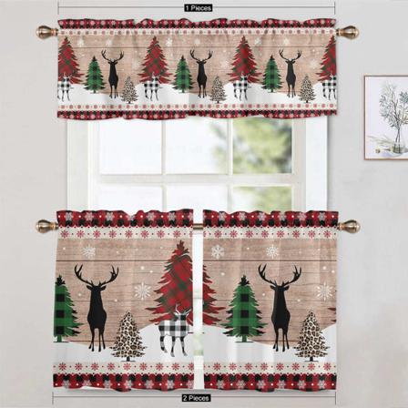 1/2 St Rod Pocket Älg Print Draperier Snowman Printed Short Panel