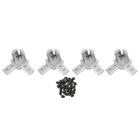 4-pack 3030-serie 3-vägs hörnfäste, med skruvar för standard 8mm T-spår aluminium