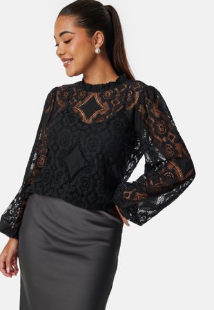 Bubbleroom - Lace L/S Blouse - Kläder