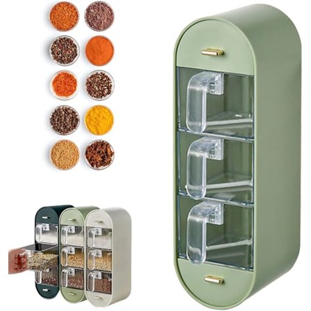 Väggmonterad kryddförvaring utan borrning, akryl kryddhylla vägg - Kryddhylla förvaring utan hål för skåp kök, ljusgrön