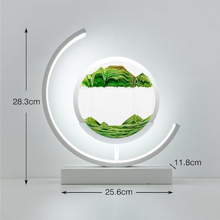 Kviksand 3D hantverk LED bordslampa dynamisk naturlandskap kreativt flytande sandbild flytande sandkonst kall ljus-grön