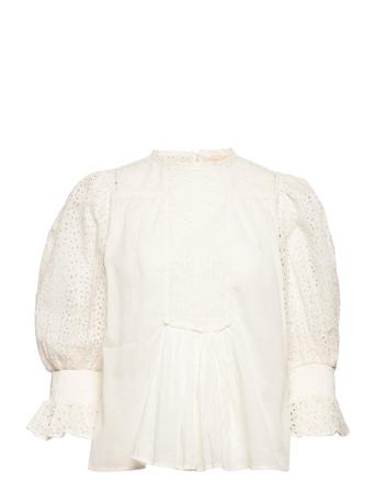 Cotton Organza High Neck Blouse White By Ti Mo