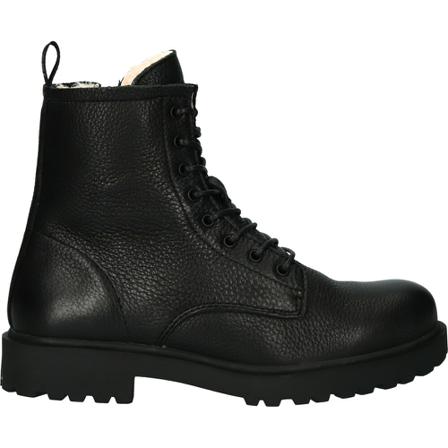 Blackstone, Wl 02 Black - Lace UP Boot - FUR Zwart, Dames, Maat:37 EU
