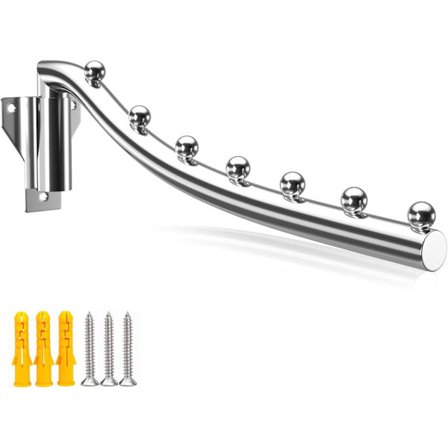 Taitettava seinäkiinnitettävä vaateteline, pyykin kuivausteline, taitettava, kääntyvä seinäkiinnitettävä vaateteline, takki koukut vaatteille