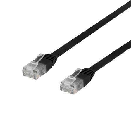 U/UTP Cat6 patch cable, flat, 0.3m, 250MHz, black