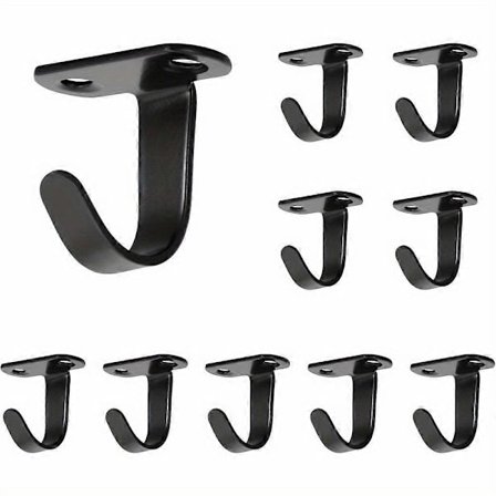 10 stk Tak kroker i rustfritt stål, skrumontert, under hylle kroker for håndklær/frakker, kraftige kleshengere for baderomsskap, garasje