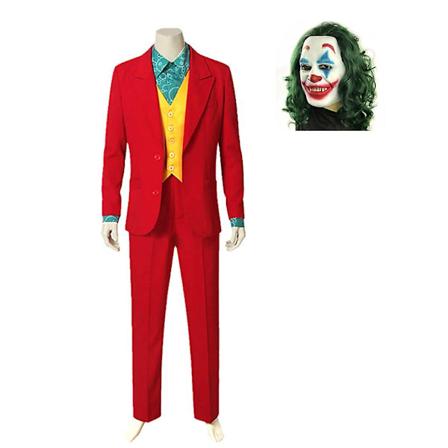 Clown Joker Kostume Rød Kostume Jakke Bukser Skjorte Outfits Halloween Kostumer Til Børn Mænd Karneval Maskerade Fest Joker Cosplay Maske Mask Adults 