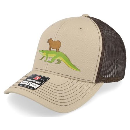 Iconic - Beige trucker Keps - Capybara Crocodile 112 Split Khaki/Coffee Trucker @ Hatstore