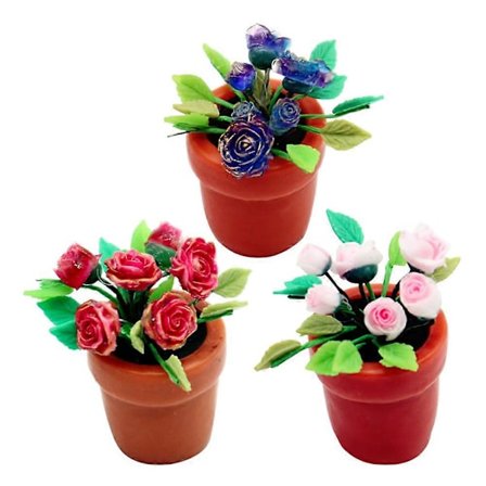 Hage Bonsai Modell Dekor Mini Bonsai Potteplante Dekor Kontorpult Mini Størrelse Resin Materiale Foto Prop 3 Sett