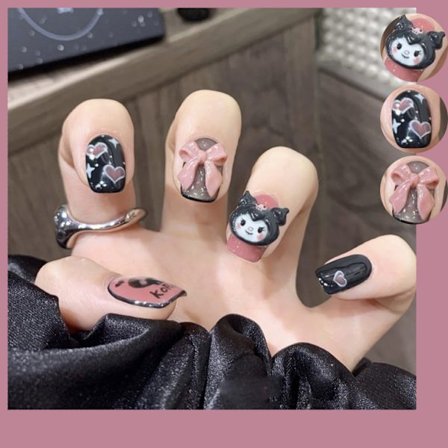 Falske negle kreative gennemsigtige falske negle frostet æstetisk kunst falske negle R