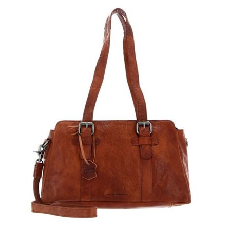 SPIKES & SPARROW Axelväska i brunt läder för kvinnor - Bronco Shoulderbag M Brandy 54733