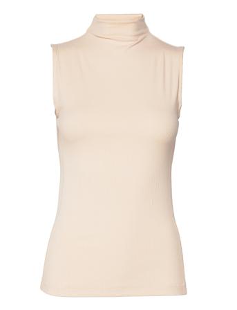 Modal Rib Soft Mock Neck Tank Top Ærmeløs Top Beige Calvin Klein
