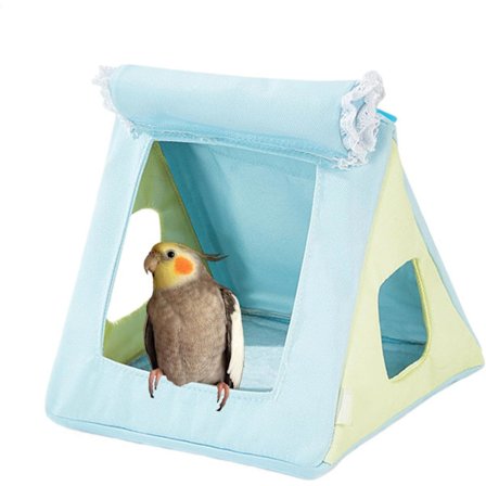 Fågelhängmatta, hängbar bur med stege för parakiter, conures, cockatiels och småfåglar, mjuk sovplats för alla fyra årstider