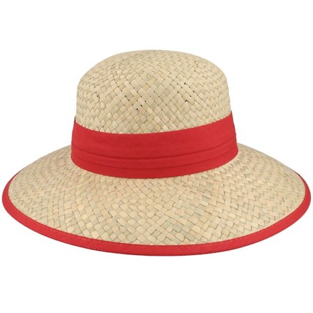 Seeberger - Beige historical Hoed - Straw Cloche Natural/Wine Red Straw Hat @ Hatstore