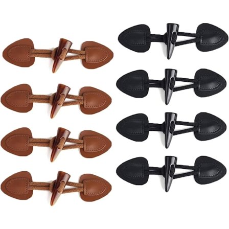 8 Par Toggle-Knapper med Spænde, Læder Toggle-Knap til Jakke