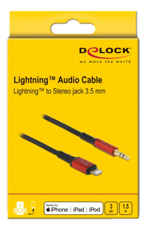 Delock Kabel fra Lightning til hodetelefonsjakk - Lightning / audio - 1.5 m