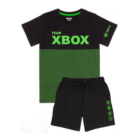 Xbox Pyjamas för barn/ungdomar, kort modell, 9-10 år, svart/grön