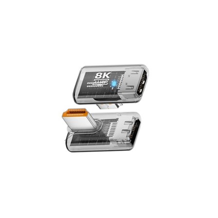 UHD hun-til-han højrevinklet HDMI 2.1 adapter, 8K@60Hz, ABS, 90° vinklet, pakke med 3 Transparent