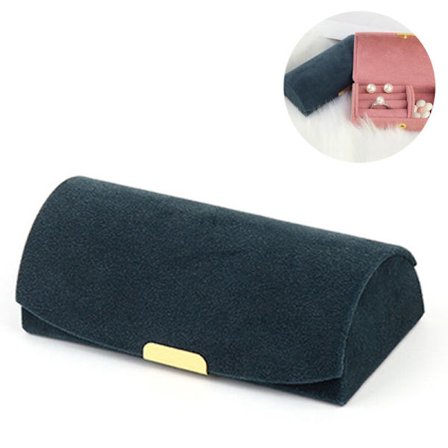 Ensiluokkainen kaareva korurasia, kannettava korujen säilytyslaukku matkoille, rannekoru- ja korvakorujen säilytyslaatikko, tummansininen