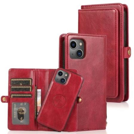 Iphone 14 2in1 Flerfack Magnet Fodral / Skal Röd