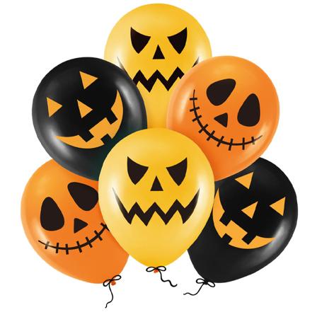 Halloweenballonger Mix Orange & Svart, 6-pakning