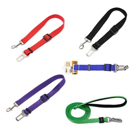 2X Justerbart Sele-Line Pet Sikkerhedshundebælte Klips Til Bil Køretøj Bælte Au - Grøn Grøn