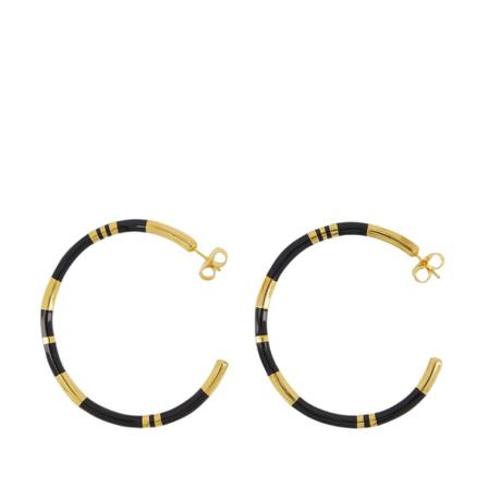 Aurélie Bidermann, Positano Earrings Creoles in Black Resin/Gold Zwart, Dames, Maat:ONE Size