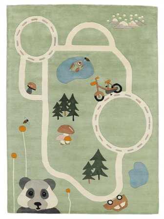 Kids Rug Wool Bear World Light Green Small Oeko-Tex